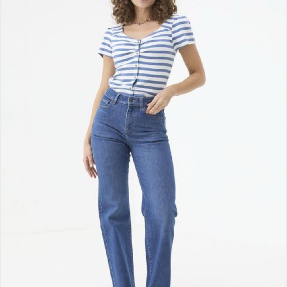 Fat Face Elise Wide Leg Jeans - Blue